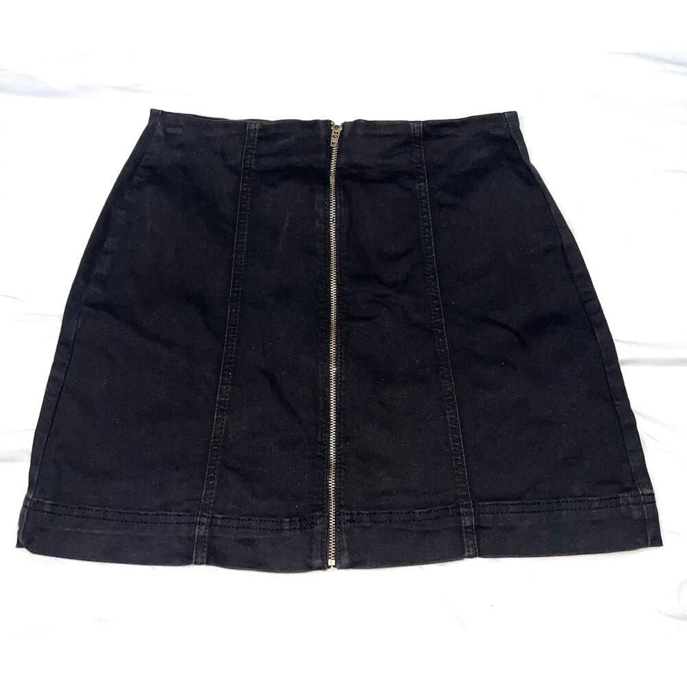 Urban Outfitters BDG Mini Skirt Size M Black Denim Jean Full Zipper Summer NWT
